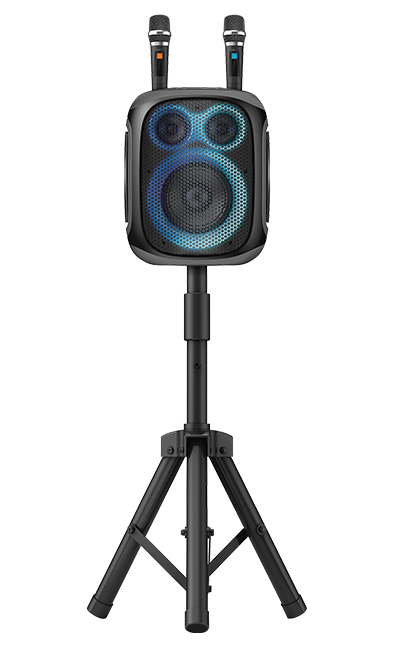 AT&T Essentials 120W Karaoke Bluetooth Speaker with Two Wireless Microphones + Stand - Black  (Product view 7)