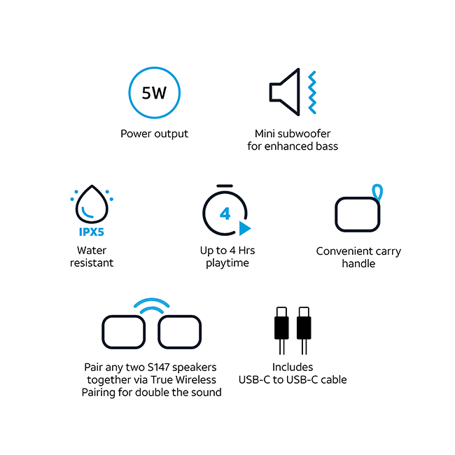 AT&T Essentials 5W Mini Bluetooth Speaker - Black  (Product view 6)