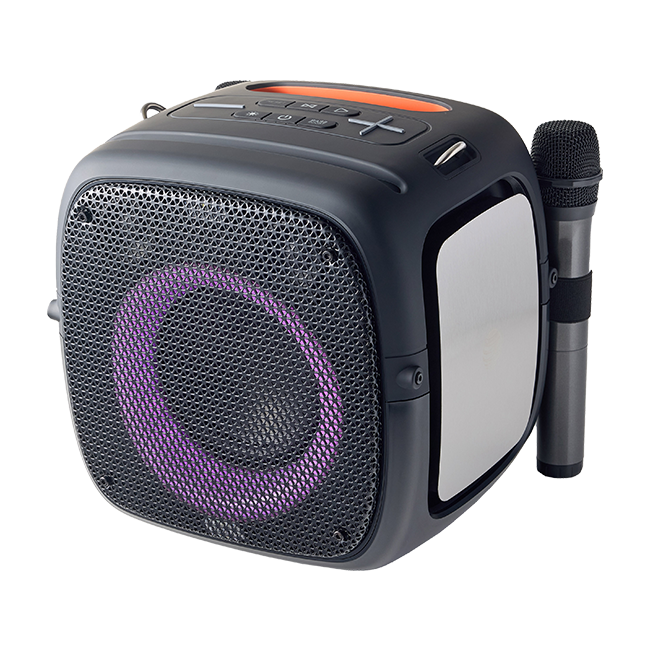 AT&T Essentials 80W Karaoke Bluetooth Speaker with Two Wireless Microphones + Stand - Black  (Product view 2)