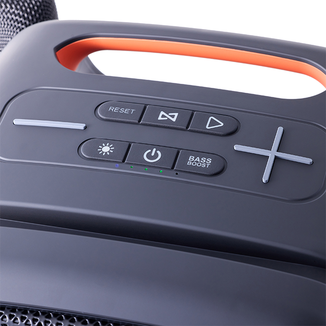 AT&T Essentials 80W Karaoke Bluetooth Speaker with Two Wireless Microphones + Stand - Black  (Product view 7)