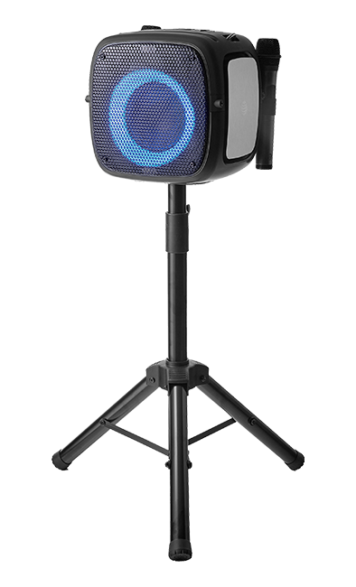 AT&T Essentials 80W Karaoke Bluetooth Speaker with Two Wireless Microphones + Stand - Black  (Product view 8)