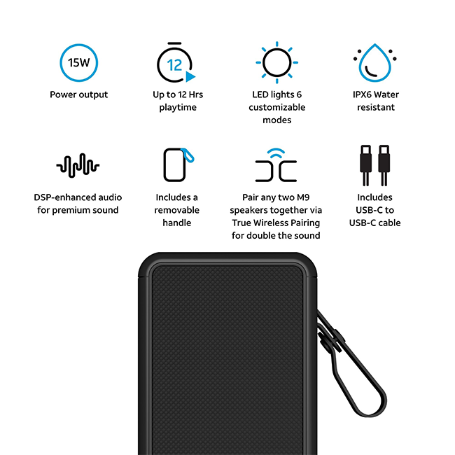 AT&T Essentials Retro 15W Bluetooth Speaker - Black  (Product view 6)