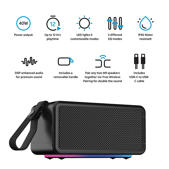 AT&T Essentials Retro 40W Bluetooth Speaker - Black  (Product view 7)