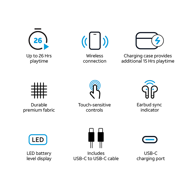 AT&T Essentials True Wireless Pro Earbuds - Black  (Product view 5)