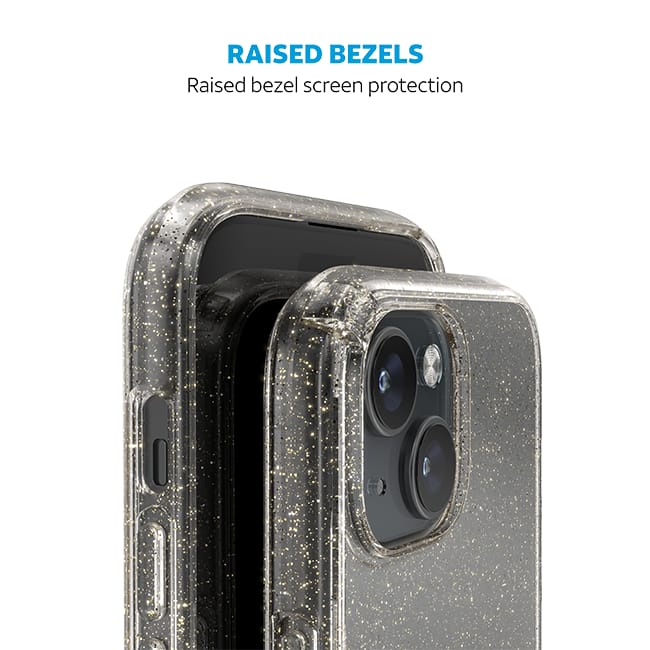 AT&T Essentials Edge Pro Case - iPhone 15/14/13 - Clear Glitter  (Product view 2)