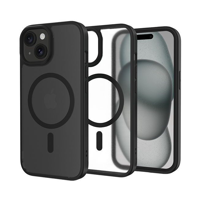 AT&T Essentials Magnetic Case - iPhone 15/14/13 - Clear Frost/Black  (Product view 2)