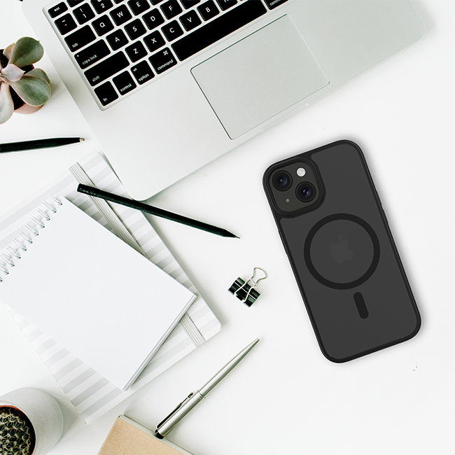 AT&T Essentials Magnetic Case - iPhone 15/14/13 - Clear Frost/Black  (Product view 8)