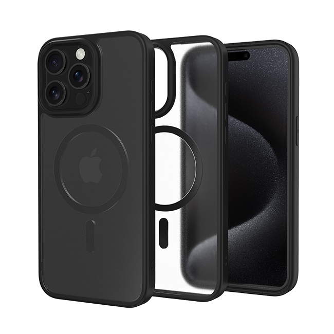 AT&T Essentials Magnetic Case - iPhone 15 Pro - Clear Frost/Black  (Product view 2)