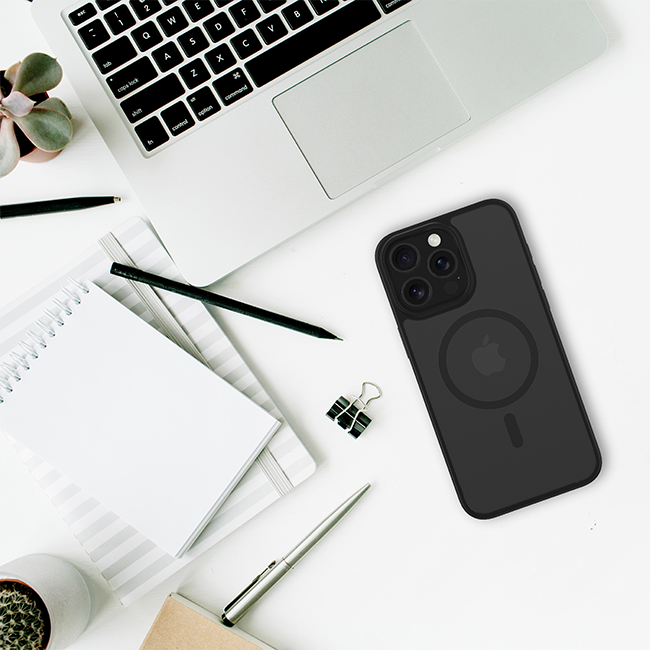 AT&T Essentials Magnetic Case - iPhone 15 Pro - Clear Frost/Black  (Product view 8)