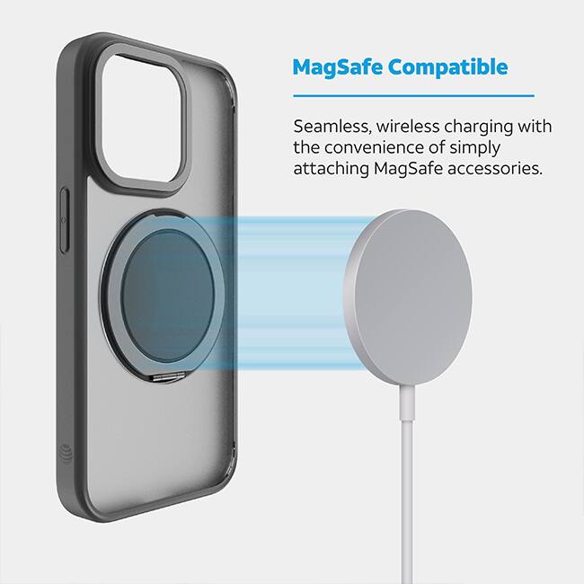 AT&T Essentials Magnetic Click Metal Rotatable Ring Kickstand Case - iPhone 15 Pro Max - Titanium Gray  (Product view 4)