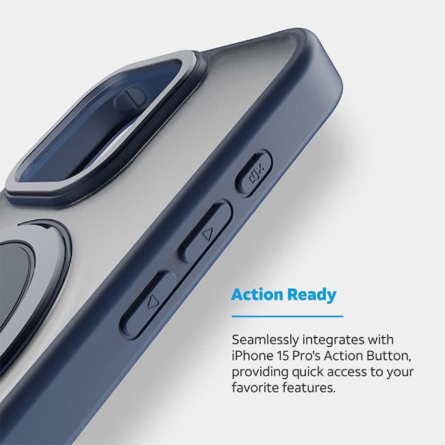 AT&T Essentials Magnetic Click Metal Rotatable Ring Kickstand Case - iPhone 15 Pro Max - Blue  (Product view 6)