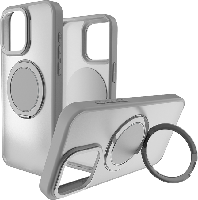 AT&T Essentials Magnetic Click Metal Rotatable Ring Kickstand Case - iPhone 15 Pro Max - Titanium Gray  (Product view 1)