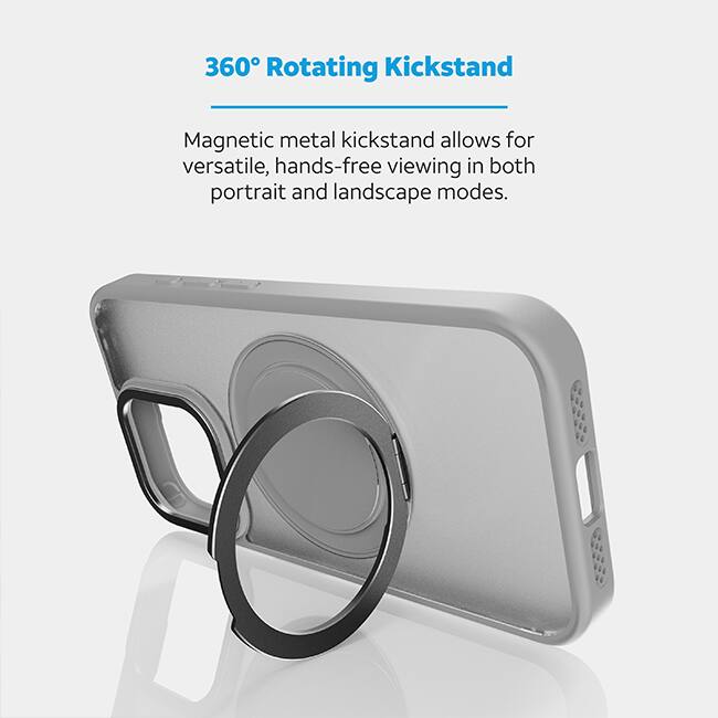 AT&T Essentials Magnetic Click Metal Rotatable Ring Kickstand Case - iPhone 15 Pro - Titanium Gray  (Product view 2)