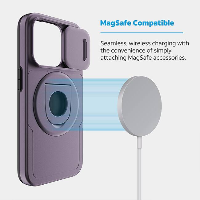 AT&T Essentials Magnetic Utility Case with Camera Cover and Kickstand + Finger Loop - iPhone 15 Pro Max - Purple  (Product view 4)