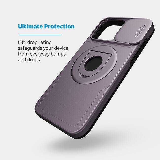 AT&T Essentials Magnetic Utility Case with Camera Cover and Kickstand + Finger Loop - iPhone 15 Pro Max - Purple  (Product view 5)