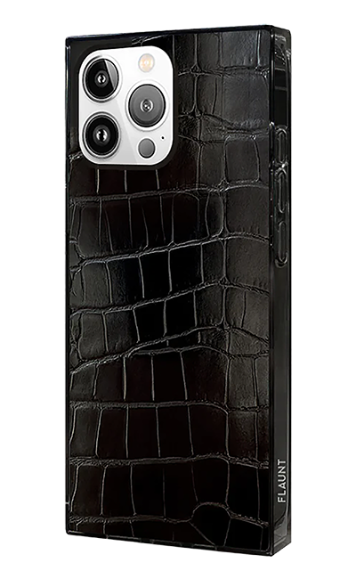 SQUARE Croc Faux Leather with MagSafe Case - iPhone 16 Pro Max - Black  (Product view 2)