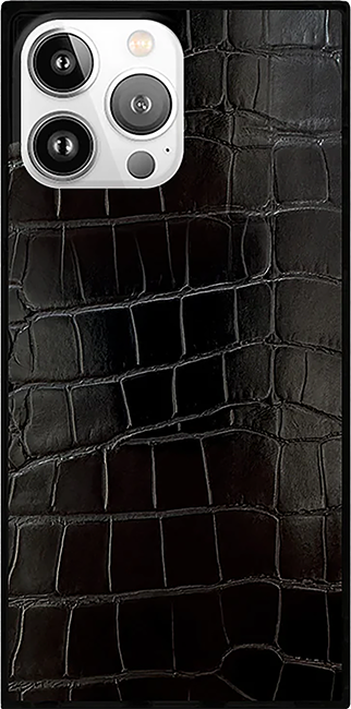 SQUARE Croc Faux Leather with MagSafe Case - iPhone 16 Pro Max - Black  (Product view 1)