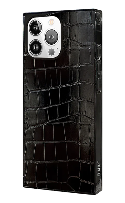 SQUARE Croc Faux Leather with MagSafe Case - iPhone 16 Pro - Black  (Product view 2)