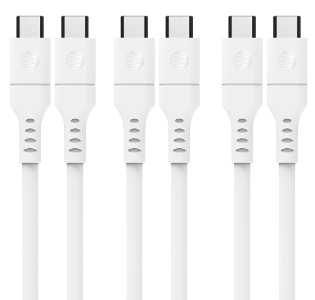 AT&T Essentials 6ft USB C to Type C 3 Pack Cable Bundle - White  (Product view 1)