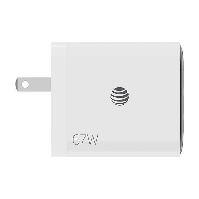 AT&T Essentials Multi Port 67W GaN Wall Charger with LED Display (2 USBC + 1 USBA) - White  (Product view 5)