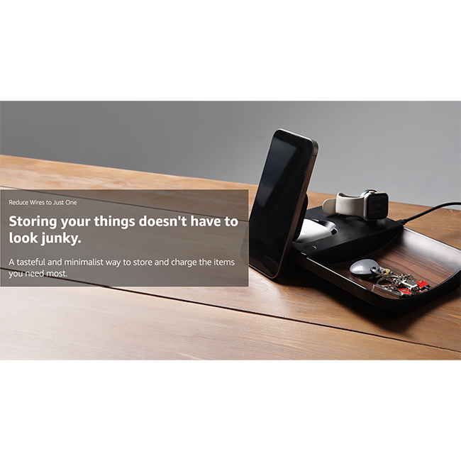 AT&T 3N1 Wood Grain Power Tray - Brown  (Product view 2)