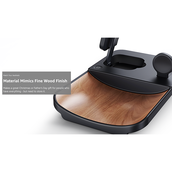 AT&T 3N1 Wood Grain Power Tray - Brown  (Product view 3)