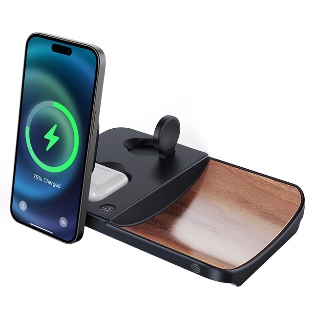 AT&T 3N1 Wood Grain Power Tray - Brown  (Product view 4)