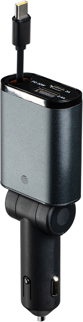 50W Car Charger with Retractable Type C Cable