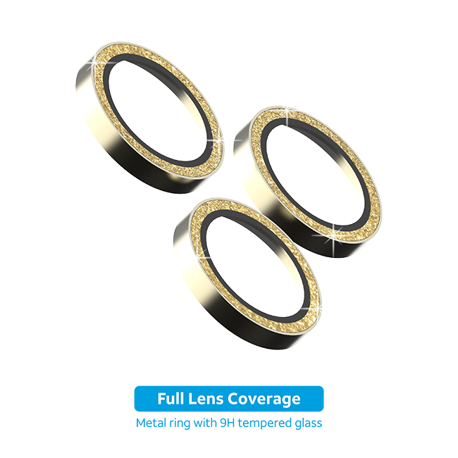 AT&T Essentials Gold Glitter Glass Camera Protector Rings - iPhone 16 Pro/16 Pro Max - Gold Glitter  (Product view 2)