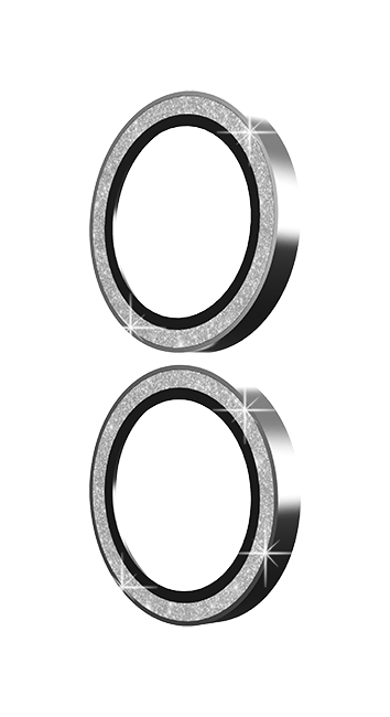AT&T Essentials Silver Glitter Glass Camera Protector Rings - iPhone 16/16 Plus - Silver Glitter  (Product view 3)