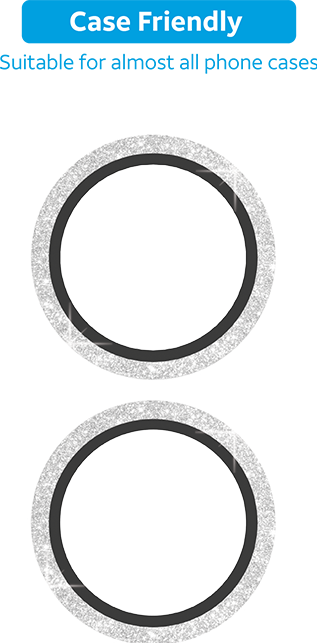 AT&T Essentials Silver Glitter Glass Camera Protector Rings - iPhone 16/16 Plus - Silver Glitter  (Product view 1)