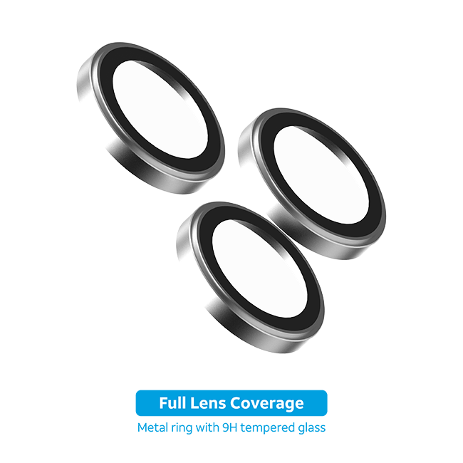 AT&T Essentials Silver Metallic Glass Camera Protector Rings - iPhone 16 Pro/16 Pro Max - Silver Metallic  (Product view 2)