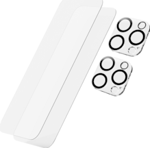 AT&T Essentials Tempered Glass 2 Pack Screen Protectors + 2 Pack Camera Protectors - iPhone 16 Pro