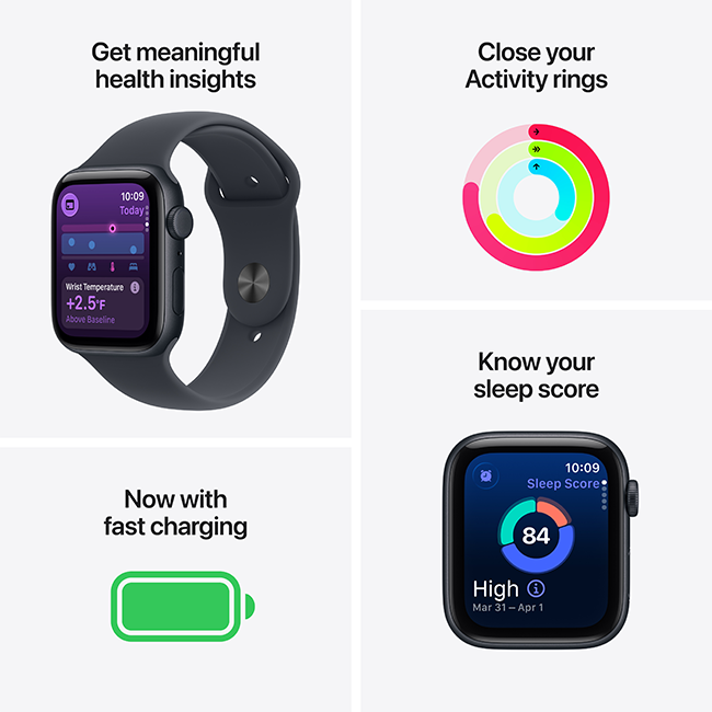 Apple Watch SE 3 44mm - Midnight Aluminum Midnight Sport Band M-L  (Product view 3)