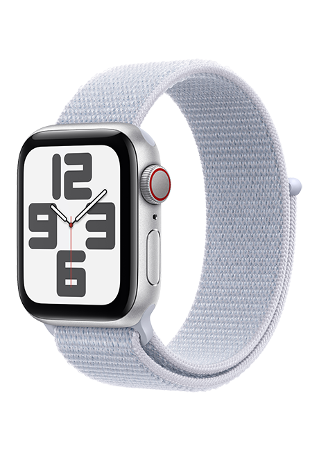 Apple Watch SE 2nd Gen (2022) - 40mm - Silver Aluminum Blue Cloud Sport Loop  (Product view 2)