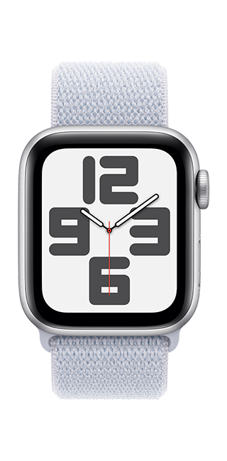 Apple Watch SE 2nd Gen (2022) - 40mm - Silver Aluminum Blue Cloud Sport Loop  (Product view 3)