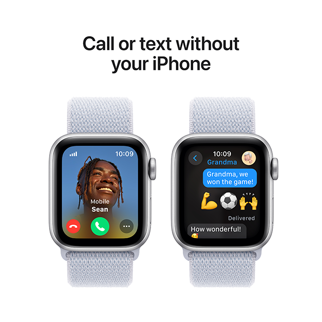 Apple Watch SE 2nd Gen (2022) - 40mm - Silver Aluminum Blue Cloud Sport Loop  (Product view 5)