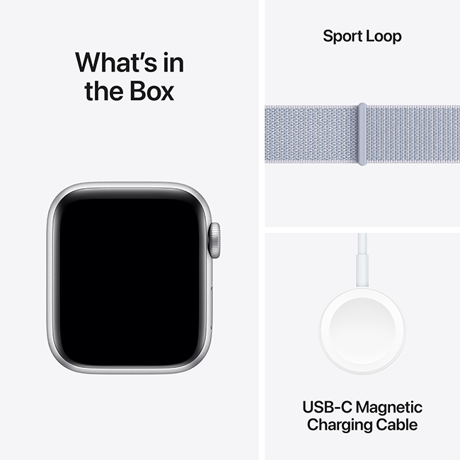 Apple Watch SE 2nd Gen (2022) - 40mm - Silver Aluminum Blue Cloud Sport Loop  (Product view 8)