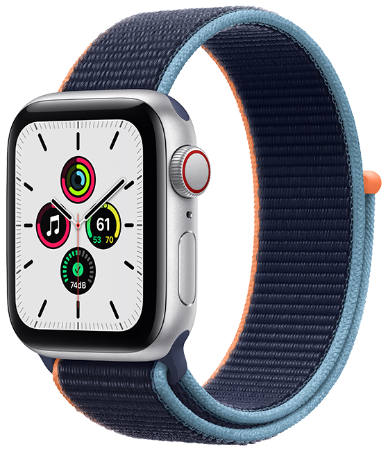 Apple Watch SE - 40mm - Silver Aluminum Deep Navy Sport  (Product view 2)