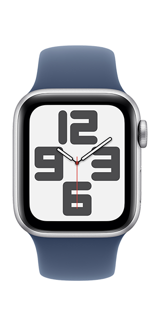 Apple Watch SE 2nd Gen (2022) - 40mm - Silver Aluminum Denim Sport Band M-L  (Product view 3)