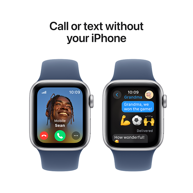 Apple Watch SE 2nd Gen (2022) - 40mm - Silver Aluminum Denim Sport Band M-L  (Product view 5)