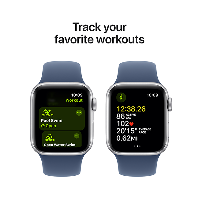 Apple Watch SE 2nd Gen (2022) - 40mm - Silver Aluminum Denim Sport Band M-L  (Product view 7)