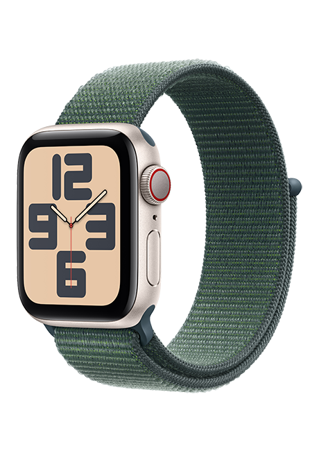 Apple Watch SE 2nd Gen (2022) - 40mm - Starlight Aluminum Lake Green Sport Loop  (Product view 2)