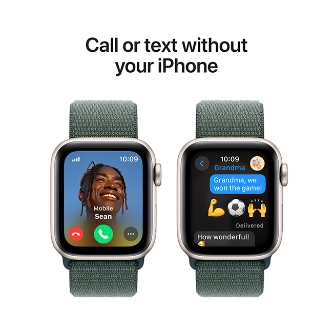 Apple Watch SE 2nd Gen (2022) - 40mm - Starlight Aluminum Lake Green Sport Loop  (Product view 5)
