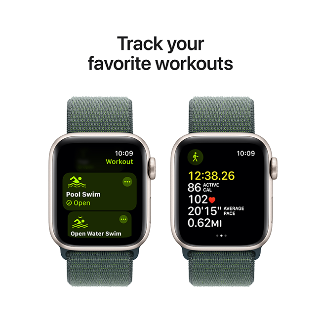 Apple Watch SE 2nd Gen (2022) - 40mm - Starlight Aluminum Lake Green Sport Loop  (Product view 7)