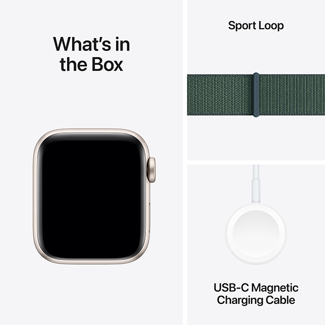 Apple Watch SE 2nd Gen (2022) - 40mm - Starlight Aluminum Lake Green Sport Loop  (Product view 8)