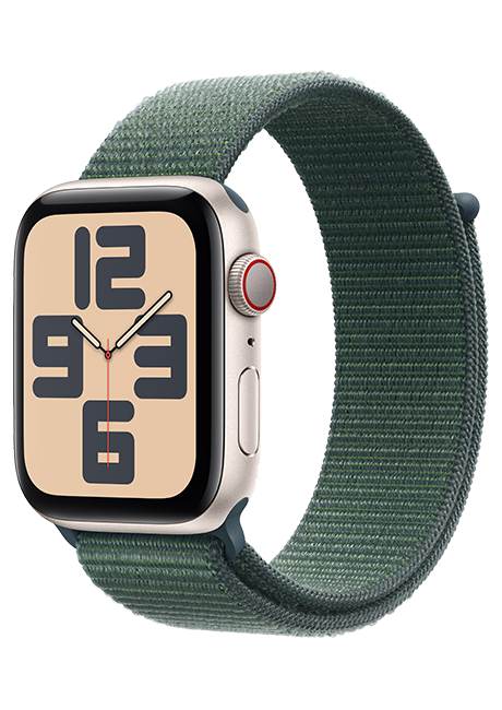Apple Watch SE 2nd Gen (2022) - 44mm - Starlight Aluminum Lake Green Sport Loop  (Product view 2)