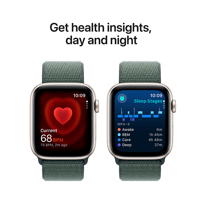 Apple Watch SE 2nd Gen (2022) - 44mm - Starlight Aluminum Lake Green Sport Loop  (Product view 6)