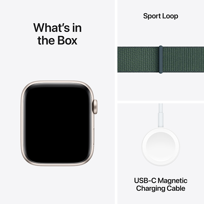 Apple Watch SE 2nd Gen (2022) - 44mm - Starlight Aluminum Lake Green Sport Loop  (Product view 8)