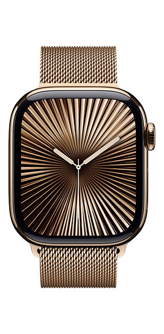 Apple Watch Series 10 42mm - Gold Titanium Gold Milanese Loop  (Product view 3)